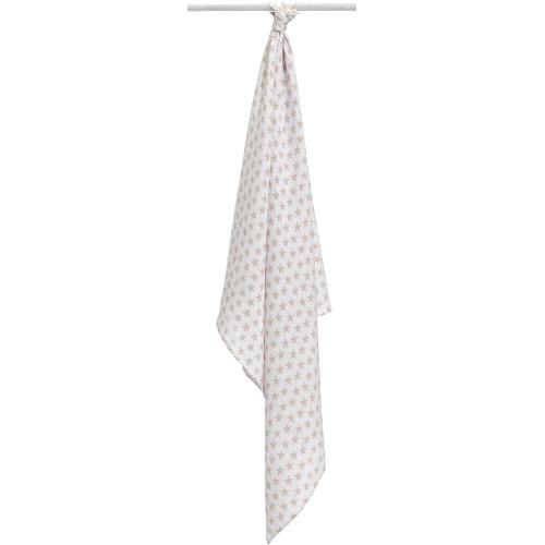 Muselina din bumbac little stars, 120 x 120 cm alb bej