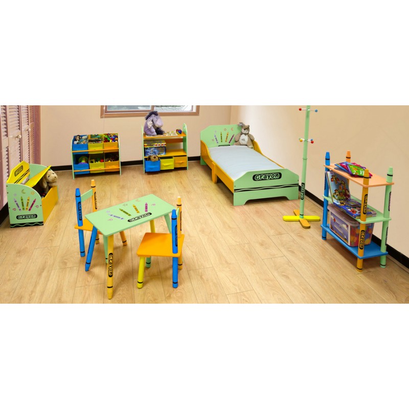 Organizator carti si jucarii cu cadru din lemn green crayon