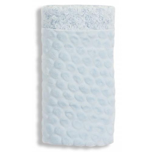 Paturica texturata dubla din microfibra si polar cu model spiralat albastru