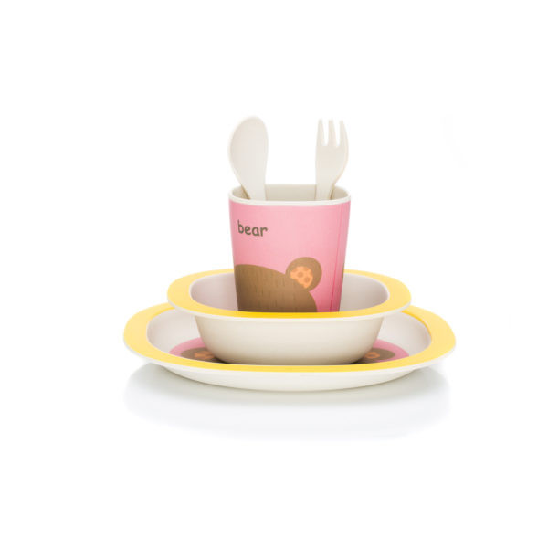 Set de masa 4 piese bambus pink yellow fillikid