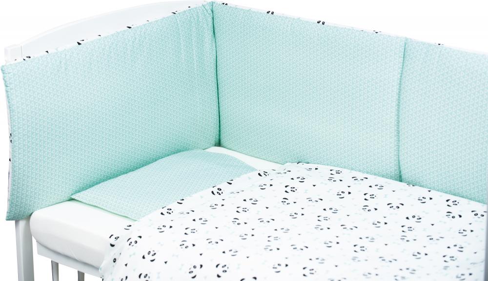 Set de pat pentru bebelusi Blue Panda - 3 piese, 100 bumbac - 3