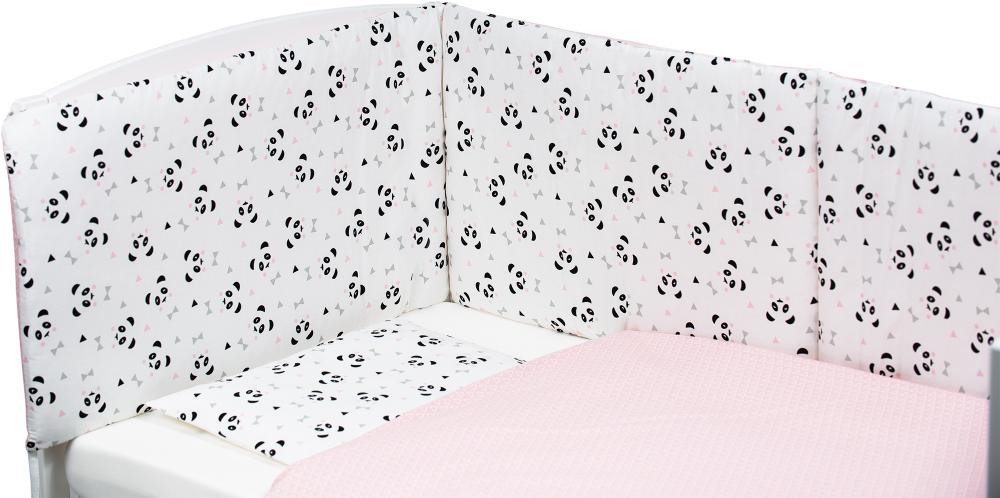 Set de pat pentru bebelusi Pink Panda - 3 piese, 100 bumbac - 3