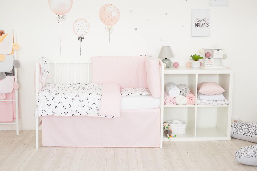 Set de pat pentru bebelusi Pink Panda - 3 piese, 100 bumbac - 2