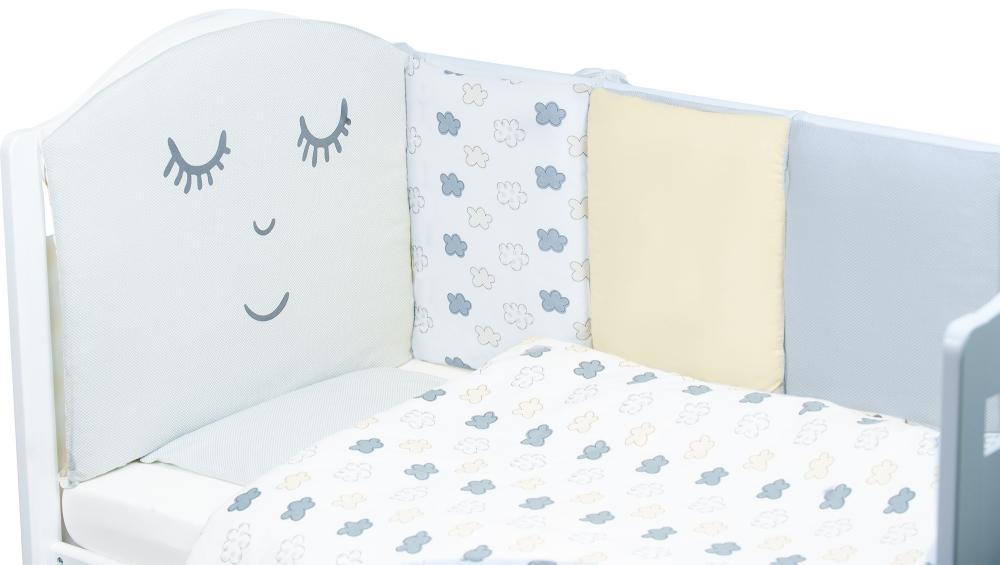 Set de pat pentru bebelusi Smile 10 piese + perna norisor cadou