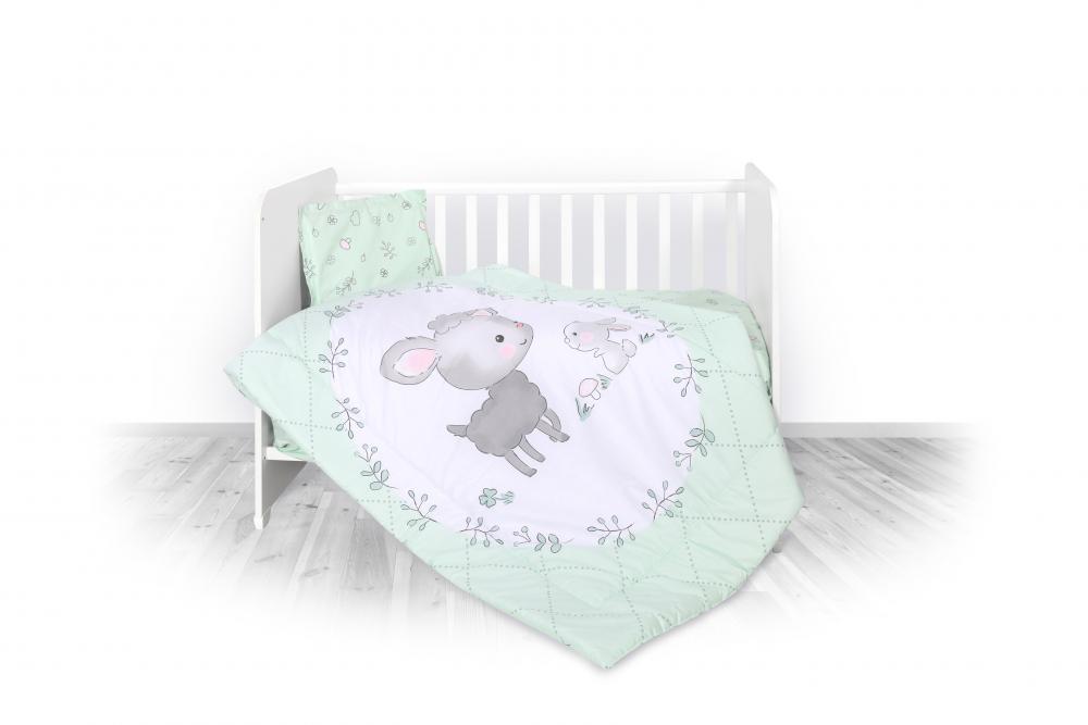 Set lenjerie pat bumbac ranforce 4 piese Lamb Green