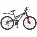 Bicicleta MTB-DH 26 Carpat Kaiser C2644A cadru otel negru/rosu