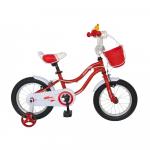 Bicicleta copii 14 Velors V1402A cadru otel rosu/alb si roti ajutatoare