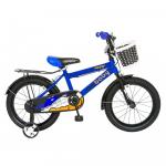 Bicicleta copii 16 Rich Baby R1601A cadru otel albastru / negru si roti ajutatoare