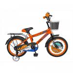 Bicicleta copii 16 Rich Baby R1601A cadru otel portocaliu / negru si roti ajutatoare