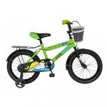 Bicicleta copii 16 Rich Baby R1601A cadru otel verde / negru si roti ajutatoare