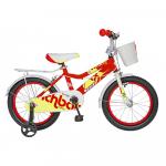 Bicicleta copii 16 Rich Baby R1602A cadru otel rosu / galben si roti ajutatoare