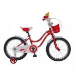 Bicicleta copii 18 Velors V1802A cadru otel rosu/alb si roti ajutatoare