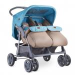 Carucior pentru gemeni Twin Blue & Beige Moon Bear