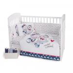 Lenjerie patut cu 6 piese si protectii laterale complete Love Rome 60x120 cm
