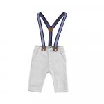 Pantaloni lungi cu bretele bebe nou-nascut 6-9 luni Albi