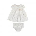 Rochie imprimeu inimioare cu chilotei Gold nou-nascut 4 luni
