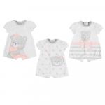 Set 3 pijamale scurte ursuleti bebe Perla nou-nascuta 2 luni