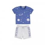 Set tricou si pantaloni scurti planete Galaxia 6-9 luni
