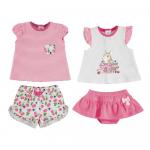 Set tricouri si pantaloni scurti Bubblegum 4-6 luni