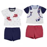 Set tricouri si pantaloni scurti desen bebe nou-nascut Red Pop 6 luni