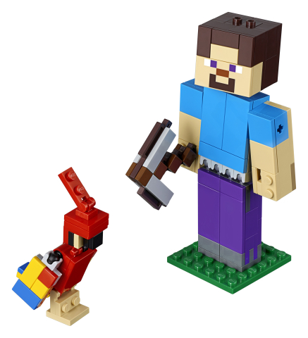 Lego Steve Minecraft BigFig cu papagal