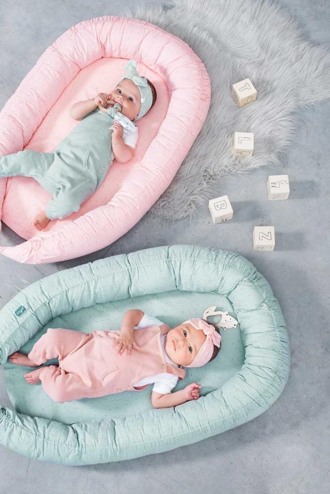 Salteluta cu protectie pentru bebelusi Jollein Babynest roz cu imprimeu buline Jollein imagine noua