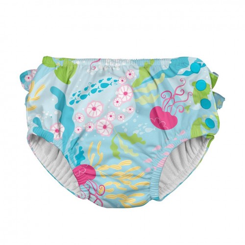 Slip refolosibil pentru inot si antrenament la olita ultimate iplay aqua coral reef (cu volanase) 3t
