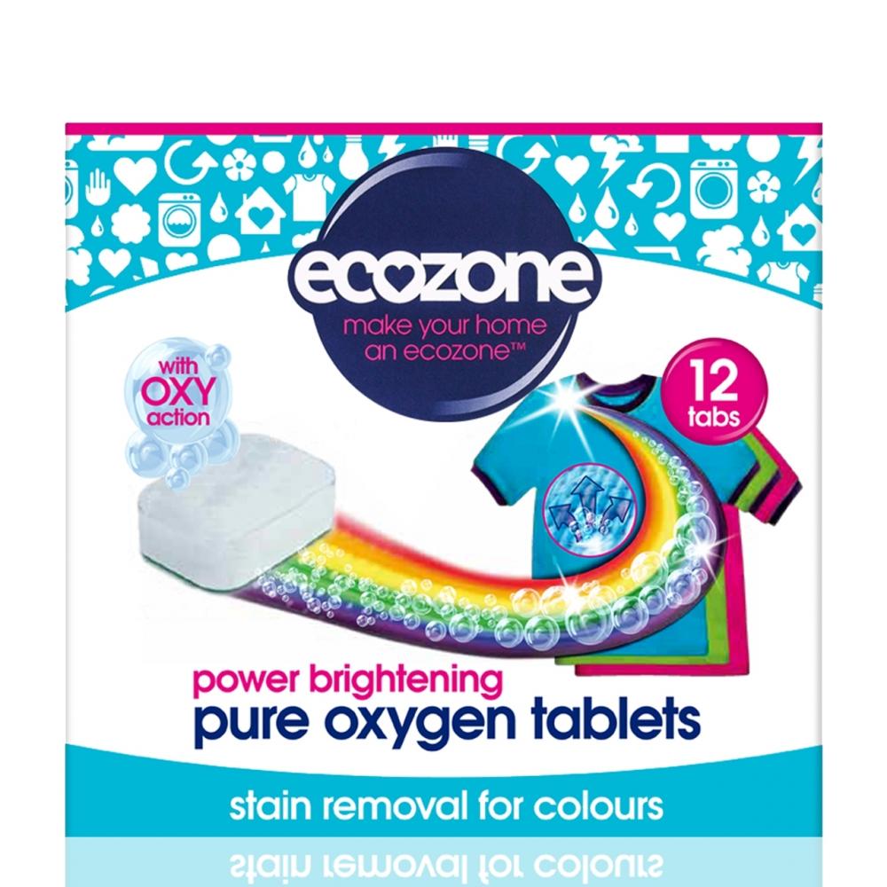 Tablete pe baza de oxigen activ pentru stralucirea hainelor colorate si indepartarea petelor, rufe colorate Ecozone 12 buc