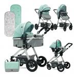 Carucior transformabil 3 in 1 Alexa Green & Grey Birds