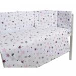 Lenjerie patut cu 5 piese Pink and Grey Stars white
