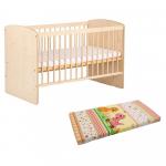 Patut din lemn Klups Karolina II Natur + Saltea Cocos Burete Cocos 7 cm