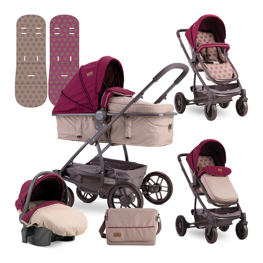Carucior transformabil 3 in 1 s 500 beige red dots