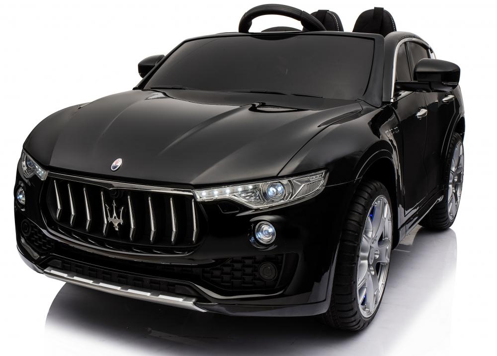 Masinuta electrica maserati levante cu scaun de piele si roti de cauciuc black
