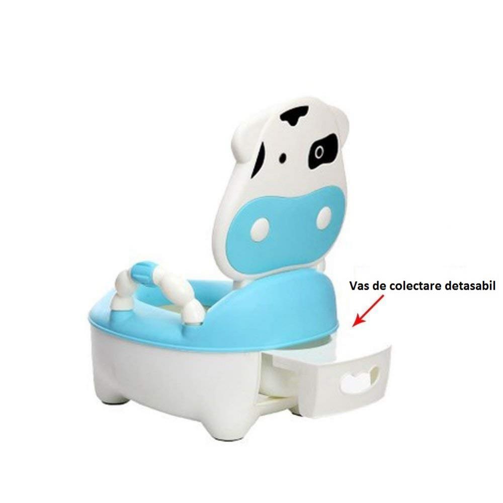 Olita educationala cu manere Little Mom Cow Potty Blue - 3 | YEO