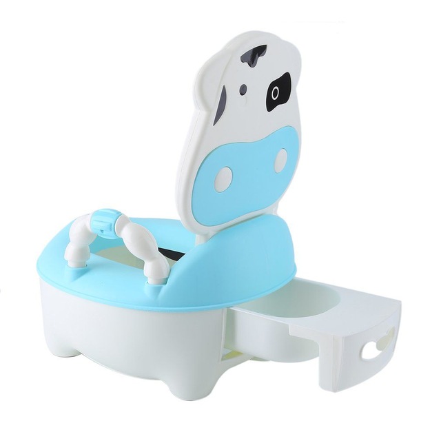 Olita educationala cu manere Little Mom Cow Potty Blue