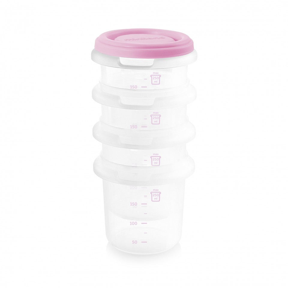 Set 4 recipiente plastic 250 ml Rose Miniland 250 imagine noua responsabilitatesociala.ro