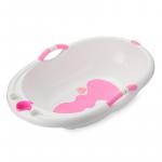 Cadita de baie cu dop de scurgere si termometru Little Mom Sweety Pink