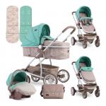 Carucior transformabil 3 in 1 S 500 Beige & Green Dots