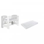 Patut din lemn Klups Nel Inimioara White/Grey + Saltea Comfort 8 cm