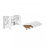Patut din lemn Klups Nel Inimioara White/Grey + Saltea cu husa din bumbac 10 cm
