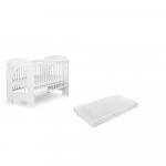 Patut din lemn Klups Nel Norisor White + Saltea Comfort 12 cm