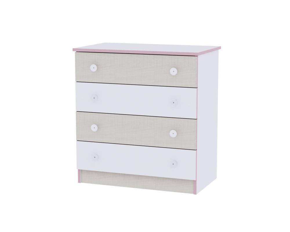 Comoda lemn 4 sertare White Pink Crossline Lorelli imagine noua responsabilitatesociala.ro
