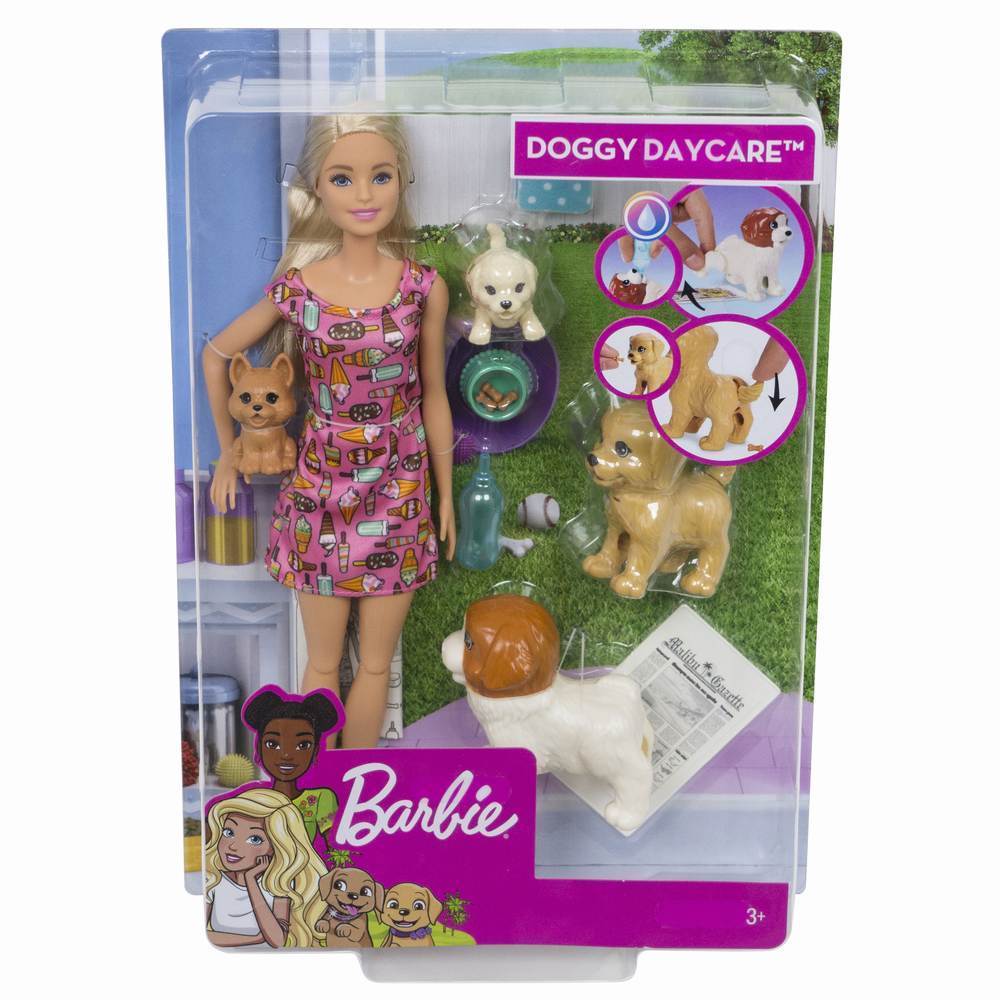 Set papusa Barbie cu catelusi
