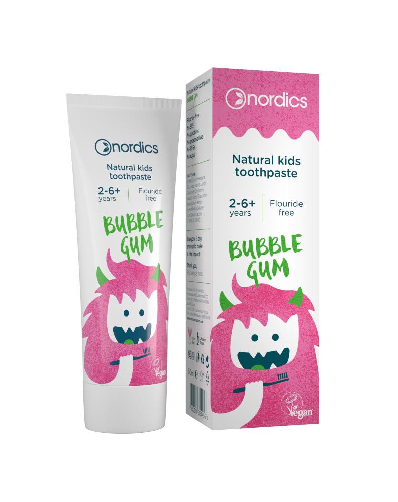 Pasta de dinti naturala pentru copii Bubble Gum 50 ml Nordics