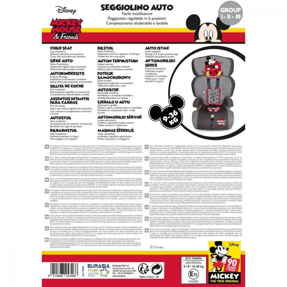 Scaun auto mickey 9 - 36 kg disney eurasia