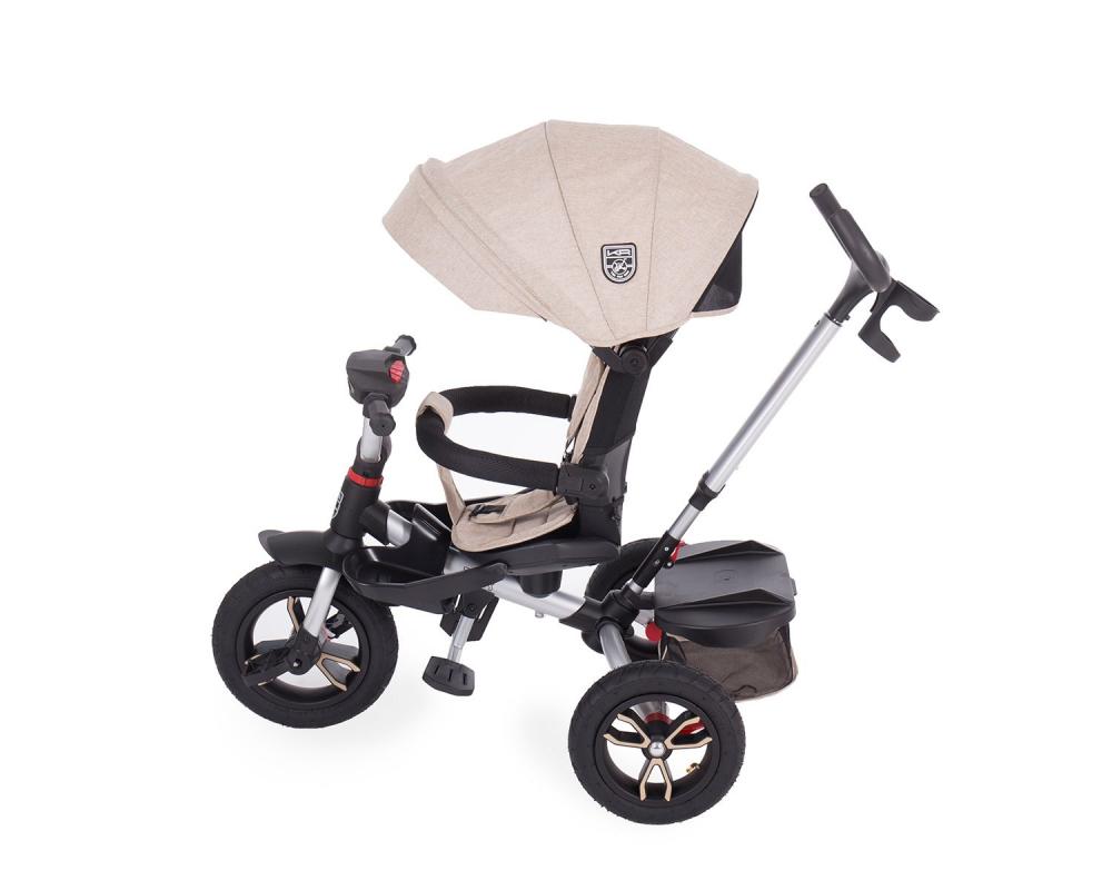 Tricicleta cu roti gonflabile si sezut reversibil zax beige