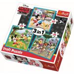 Set puzzle 3 in 1 Trefl Disney Mickey si prietenii 1x20 piese, 1x36 piese, 1x50 piese