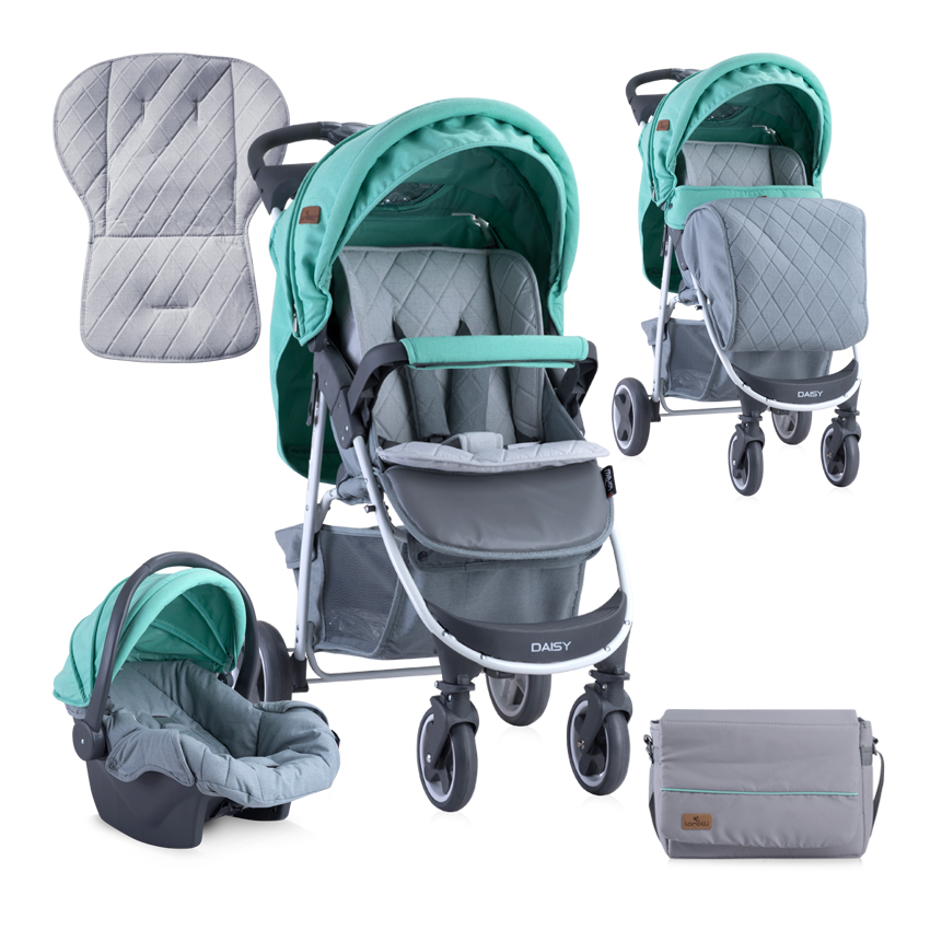 Carucior 2 in 1 Daisy cos auto inclus Green Grey