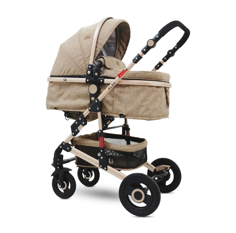 Carucior transformabil 2 in 1 alba dark beige