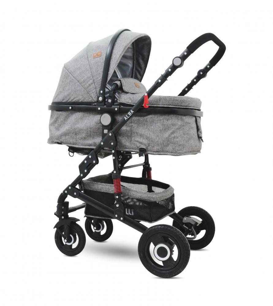 Carucior transformabil 2 in 1 alba dark grey